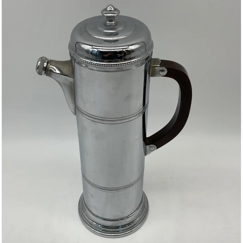 Cocktail Shaker Farber Bros. Krome-Kraft Bakelite Handle 6 Chrome Cocktail Glass